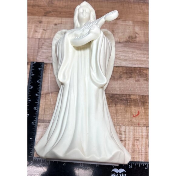 Partylite Vintage White Ceramic Angel Figurine With Wings & Harp Candle Holder - Picture 7 of 8